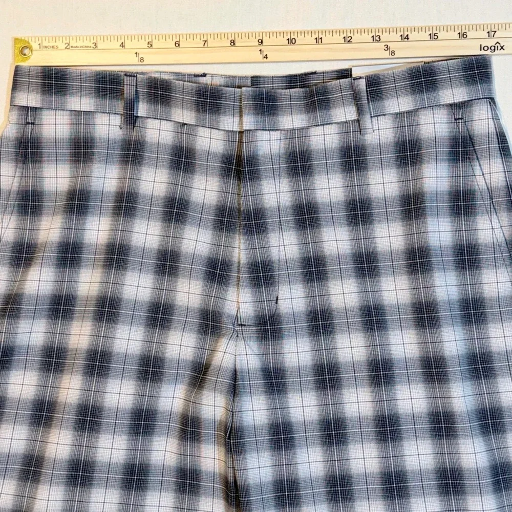 Walter Hagen Pierre Golf Shorts New Mens 34 Blue Plaid Performance Flat Front